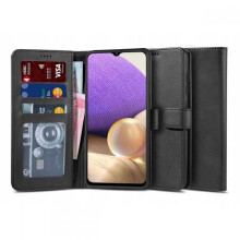 Étui portefeuille en cuir PU noir à 4 compartiments, compatible avec le Samsung A13 4G