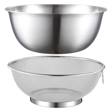 Eease Edelstahl-Siebset mit Rührschüssel – 1 Set