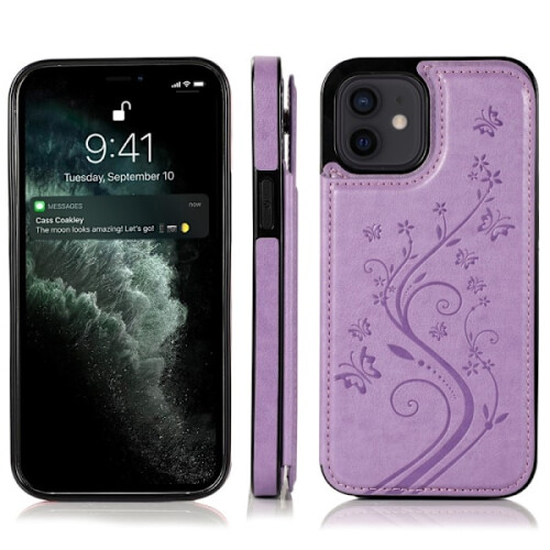Étui antichoc Flippr V2 - Violet, compatible avec iPhone 12 Mini. Porte-cartes à 3 compartiments.
