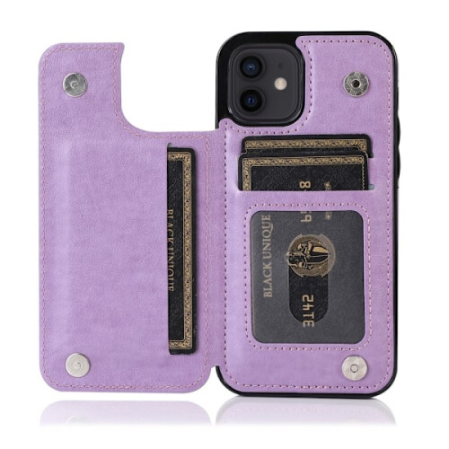 Étui antichoc Flippr V2 - Violet, compatible avec iPhone 12 Mini. Porte-cartes à 3 compartiments. 1