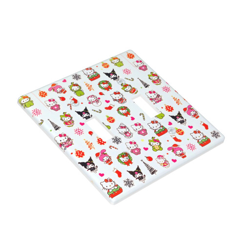 Placa de interruptor de policarbonato Hello Kitty com estampa natalina de 11,4 x 11,4 cm (4,5 x 4,5 polegadas), compatível com placas de parede 1