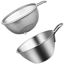 1 Set Sieb mit Schüssel, feinmaschiges Edelstahl-Sieb, Küchenrührschüssel