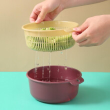2-in-1 Küchenwaschkorb aus Kunststoff, doppelwandig, PP-Abtropfkorb für Obst und Gemüse