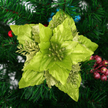 Fiori artificiali di Natale Yakbaofuo, 5 pezzi, fiore di Natale appuntito, grande fiore glitterato, da appendere all'albero, per feste, decorazioni