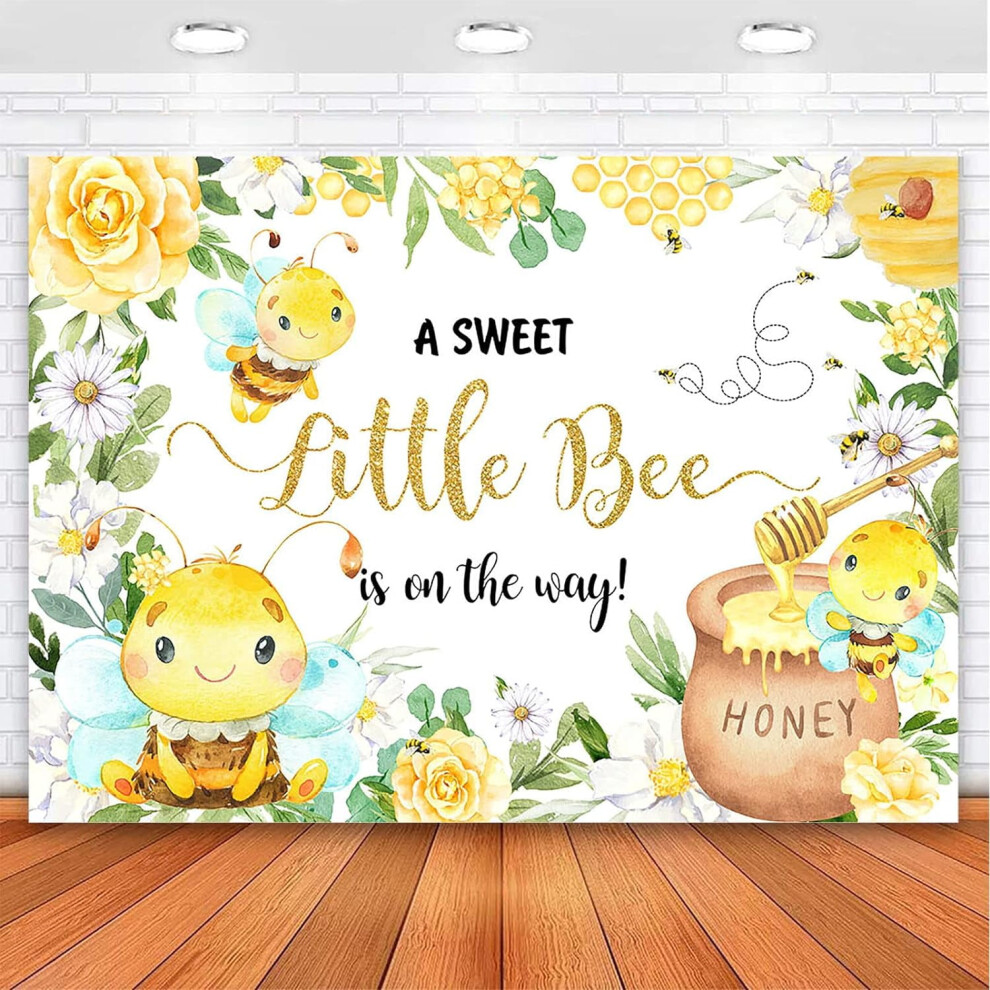 A Sweet Little Bee Is On The Way Backdrop Honeycomb Bee Baby Background Flower Sweet As Can Bee Yellow 9395123621838