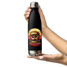 Borraccia in acciaio inox per amanti degli hamburger, con motivo Sunset Vintage Burger (nera)