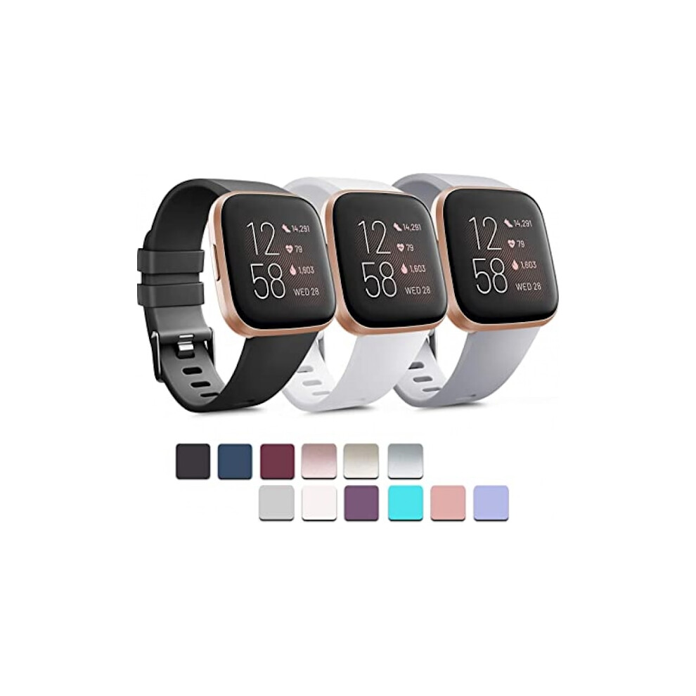 3-Pack Soft Silicone Bands Compatible With Fitbit Versa 2, Compatible With Fitbit Versa, Compatible With Fitbit Versa Lite - Adjustable Sport Bands 9395123622842
