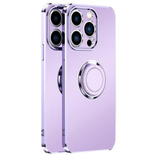 Kompatibilné s puzdrom iPhone 14Pro Max, držiakom na krúžok, galvanicky pokovovaný stojan - fialový