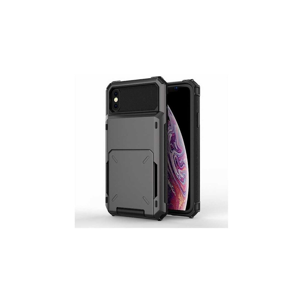 Compatible With Iphone Xs / X Shockproof Case With Card Slot Void Black 9395123623443