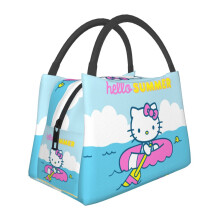 Söpö sarjakuvamainen lounaskassi Hello Kitty -eväsrasia, uudelleenkäytettävä eristetty lounaskassi toimistotyöhön, piknikille, vaellukselle -