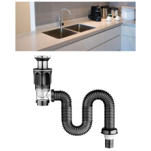 Tongina Bathroom Sink Drain Pipe Flexible Sewer Pipe Replaces,Sink Bowl Drain Kit,Black,Retractable,Kitchen under Sink Drain Pipe Kit