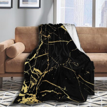 Black and Gold Marble Texture Throw Blanket Super Smooth Soft Throw Blanket Lightweight for Bed Couch Sofa Travelling Camping Teens Adults 50"x40"