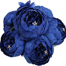 Namzi -a Fake Flowers Vintage Artificial Peonies Silk Flowers Wedding Home Decor, 1-Pack (Royal Blue)
