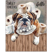 Funny Dog Bathroom Art Print - Hippy Dog Toilet Paper Poster, 10.03x8.07in (25.5x20.5cm), Unframed Wall Decor for Home, Dorm, Bathroom