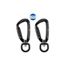 360 rotating carabiner, 4Kn, 2pcs, black