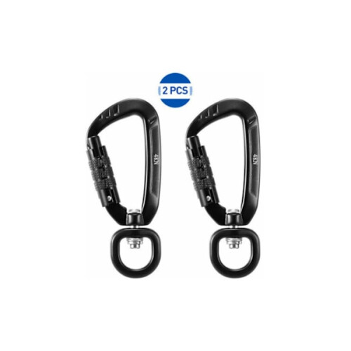 360 rotating carabiner, 4Kn, 2pcs, black