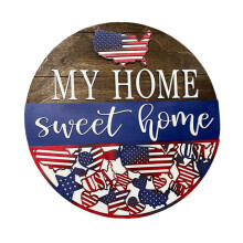 Patriottisch deurbordje voor 4 juli, Memorial Day, Onafhankelijkheidsdag - 11,8 inch houten hangende decoratieplaat