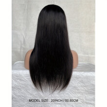 Perruque en cheveux humains lisses avec frange, entièrement confectionnée à la machine, pour femmes. Cheveux humains brésiliens naturels.