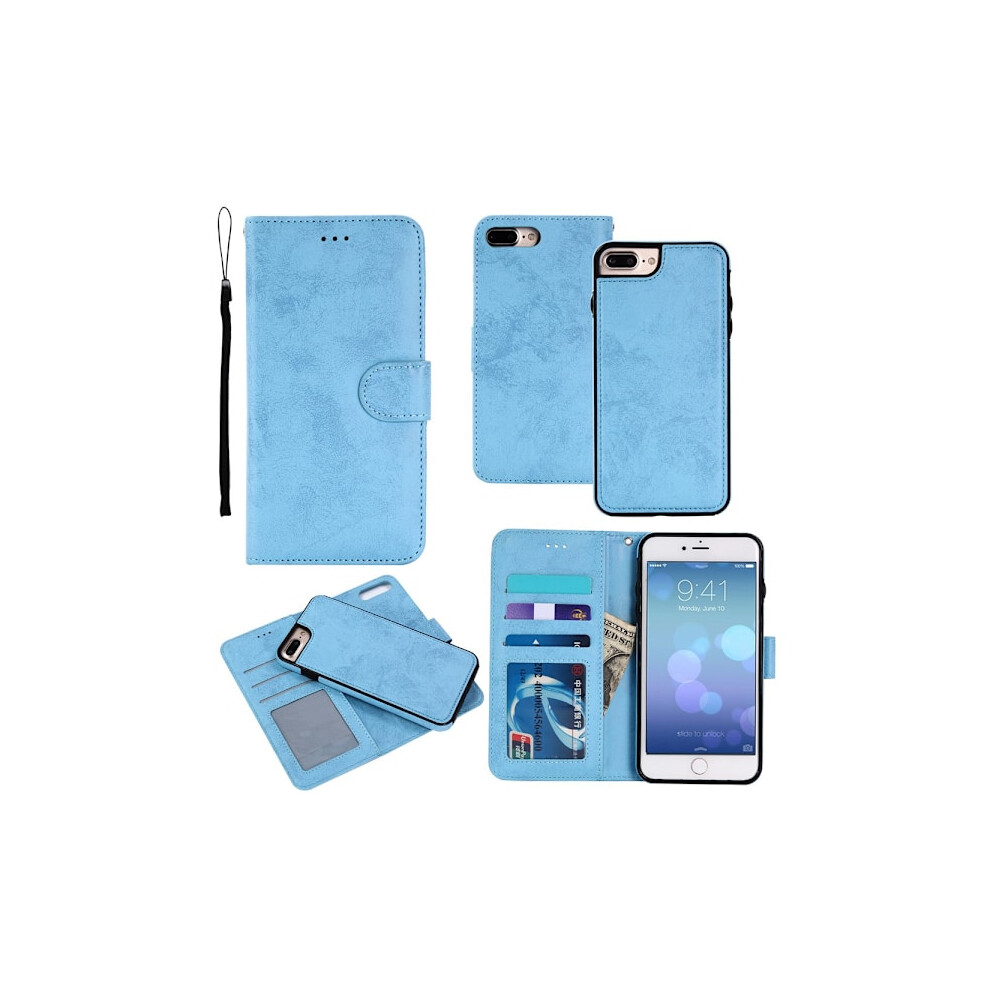 Leman Wallet Case With Magnetic Function - Compatible With Iphone 8 Plus Light Blue 9395123726427