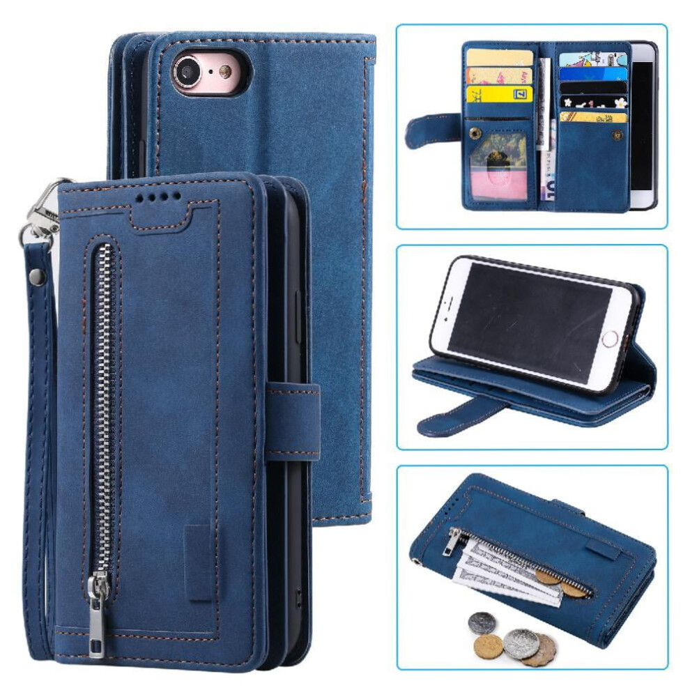 Flip Case For Compatible With Iphone Se 2022/2020 9 Card Slots Wallet Lanyard Pu Leather Kickstand 9395123726830