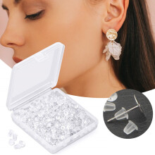 UYTIHGLOJK Replacement DIY Soft Clear Silicone Earring Backs Clutch Stopper Transparent