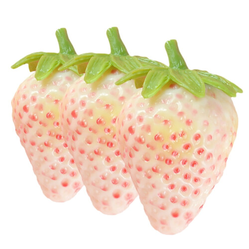 Fragole decorative artificiali in PVC per la casa, 3 pezzi, rosa