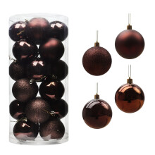 Shatterproof Christmas Ball Ornaments 3.15Inch 24PC Set, Xmas Tree Hanging Baubles for Holiday Wedding Party Decor - Coffee