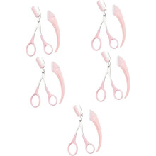 Eyebrow Scissors 5 Sets Eyebrow Trimmer Arc Pink Set Stainless Steel Eyebrow Cutter