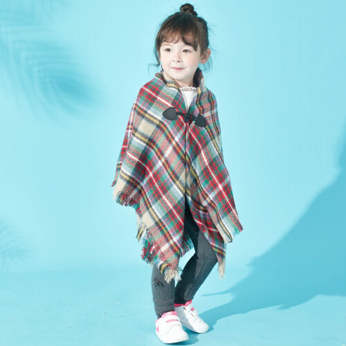 Cotton Kids Poncho Cape Sweater Turtleneck Holiday Pullover for 5-12 Years 2