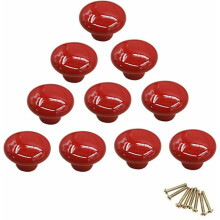Red Ceramic Drawer Handles and Knobs Furniture Handles Door Knob for Kids Room 10-Pack (Supplied with Screws)