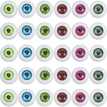 36Pcs 6 Colors 16mm Plastic Half Round Doll Eyes, Realistic Acrylic Scary Hollow Pupil for DIY Craft, compatible with Doll Bears Making Repair