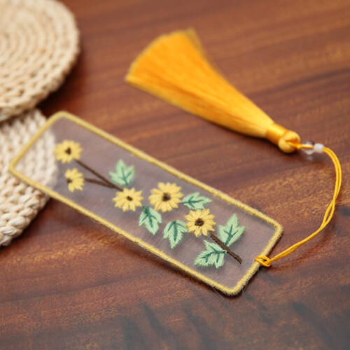 SOFEIYA Embroidery Bookmark Kit With Pattern Instructions Adjustable Hoop For Beginners, 11.5*3.5cm B