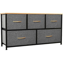 YINTATECH 5-Drawer Dresser - Fabric Storage Tower, Organizer Unit for Bedroom, Living Room, Closets & Nursery - Sturdy Steel Frame, Wooden Top (Cool