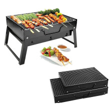Portable Charcoal Grill Foldable BBQ for Camping Outdoor Cooking Tabletop with Carry Handle