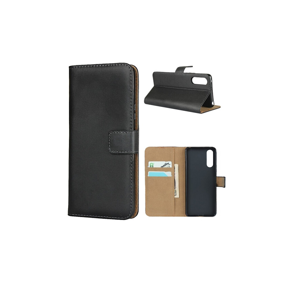 Compatible With Sony Xperia 10 Ii - Genuine Leather Wallet Case - Black 9110895176306