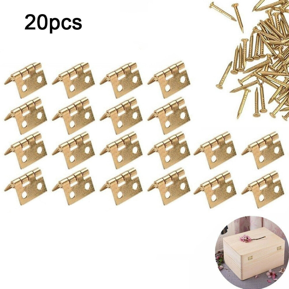 20Pcs Brass Hinge For Small Craft Door Box Accessories Gold 8*10Mm 9110895176801