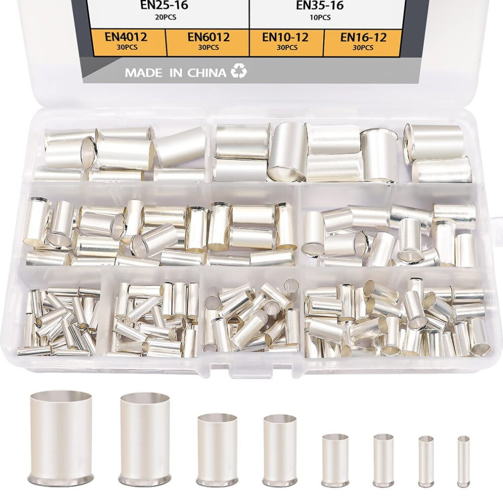 Mosiee 166Pcs Ferrule Kit Silver Plated Copper Crimp Terminal Connector Copper Material 9071309671193