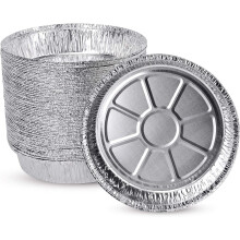 Roofei Pans Disposable Foil Pans (150 Pack) - 6 Inch Round Pans - Tin Foil Pans Great for Cooking, Heating, Storing, Prepping Food