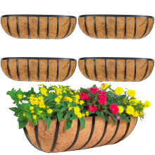36 Inch Metal Railing Planter Window Box with Coco Liner, Heavy Duty for Deck Porch Fence
