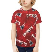 Camiseta de manga curta Patriots para jovens, meninos e meninas, com o logotipo do time de futebol americano e beisebol, ideal para fãs.