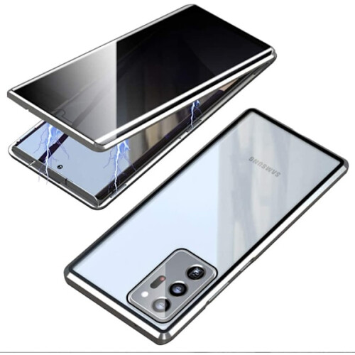 Privacy Magnetic Case compatibel met Samsung Galaxy S21 (zilver).