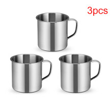 6pcs Outdoor Camping Hiking Tea Mug Cup Stainless Steel Coffee Silver 3pcs