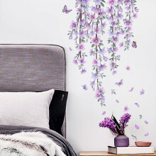 Decalmile Blumen-Wandtattoos, Hängende Ranken-Wandaufkleber für Schlafzimmer, Wohnzimmer, Sofa, TV-Wand, Weihnachtsgeschenke
