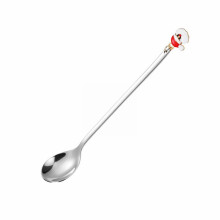 Yakbaofuo New Design Gold Stainless Steel Long Handle Tea Coffee Ice Spoon Set, Compatible with Christmas Gift Box, Creative Pendant Spoon