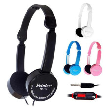 Foldable headphones with microphone for children, stereo, bass (white) White