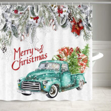 Kerst badgordijn, waterdicht douchegordijn, winter kerstserie, 3D digitaal geprint douchegordijn, kerst badkamergordijn