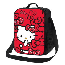 Sac à lunch isotherme Hello Kitty, portable et réutilisable, avec fermeture éclair, idéal pour le travail, les pique-niques, les voyages et le