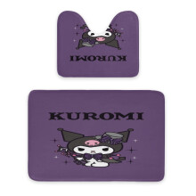 Ensemble de toilette deux pièces Kuromi Anime, tapis de bain en microfibre douce et absorbante et tapis de bain contour en U, tapis de bain