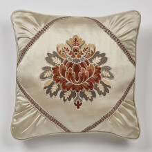 Coussin brodé Genève, coussin Champagne, 45 cm de côté