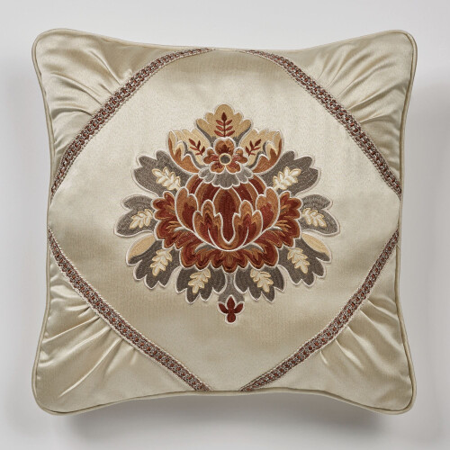 Coussin brodé Genève, coussin Champagne, 45 cm de côté